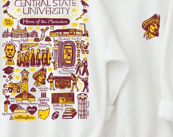 Custom College Hand Sketched Sweatshirt, Personalized CSU Graphic Shirt, Vintage Alumni Gift Hoodie