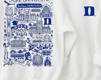 Custom College Hand Sketched Graphic Shirt, Personalized Duke Sweatshirt, Vintage Alumni Gift Hoodie