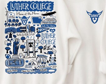 Custom College Hand Sketched Shirt, Luther College Sweatshirt, Personalized University Alumni Gift Hoodie