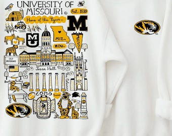 Custom University Hand Sketched Graphic Shirt, Vintage Missouri Sweatshirt, Personalized College Alumni Gift Hoodie