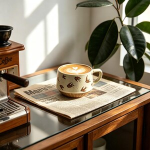 Keramisk kaffemugg med gul fågel – Wabi Sabi Pottery Latte Cup