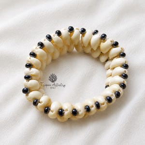 Handmade Cowrie Shell Bracelet | Double Layer Beach Bracelet with Beads | Coastal Boho Jewelry