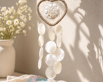 Hart Capiz Shell Dromenvanger Muurhanger | Boho kinderkamerdecoratie kust