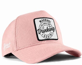 Casquette avec écusson « Attention, les filles boivent encore ! », casquette trucker et casquette de baseball humoristique pour un voyage entre filles, écusson amovible pour les fêtes
