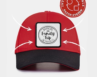 Honkbalhoed met verwisselbare patch, pet met verwijderbare klittenband, 50/50 katoen/polyester papahoed, op maat gemaakt familie-buitencadeau voor papa