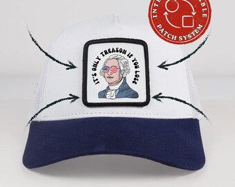 Casquette trucker rigolote George Washington avec système d'attaches velcro, casquette à écusson patriotique interchangeable