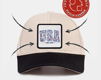 Casquette USA EST 1776, casquette de camionneur patriotique et casquette de baseball, casquette florale drapeau américain du 4 juillet