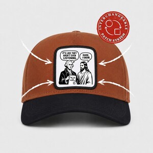 Lustiger Jesus Washington Patch Hut, Christlicher Politischer Humor Trucker Hat & Baseballmütze, Abnehmbare Patch Cap