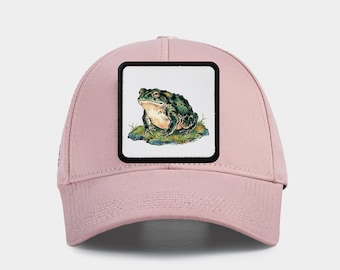 Czapka bejsbolówka z żabą, czapka typu snapback z 5 panelami, unisexowa pomarańczowo-czarna czapka, czapka trucker z wymiennymi naszywkami, prezent dla miłośnika natury