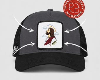 Chapeau patch portrait de Jésus, casquette de camionneur et casquette de baseball chrétienne, casquette patch amovible basée sur la foi, chapeau cadeau religieux