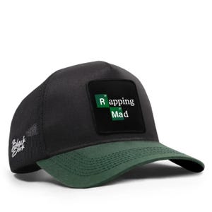 Rapping Mad Patch Trucker Hat, Black Green Mesh Snapback Cap, Funny Rap Music Hat, Unisex Streetwear Cap