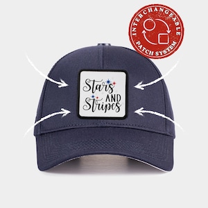 Interchangeable Patch Baseball Hat, Removable Hook and Loop Cap, Patriotic Stars and Stripes Cap