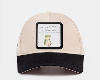 Czapka z daszkiem Gentle Energy Frog Patch, 5-panelowa czapka typu snapback, czapka unisex, czapka typu trucker z wymiennymi naszywkami, uroczy prezent z żabą