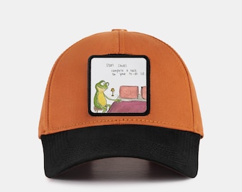 Start baseballpet met kleine kikkerpatch, snapback met 5 panelen, unisex motiverende hoed