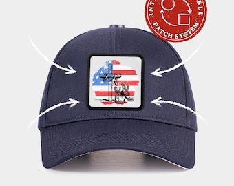 Casquette de baseball croix patriotique avec système de patchs velcro, casquette amovible drapeau des États-Unis, casquette cadeau vétéran