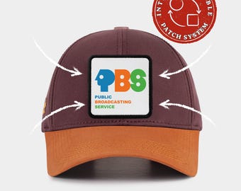 Casquette de baseball avec système de patchs Velcro, Casquette avec patchs interchangeables, Casquette réglable orange bordeaux