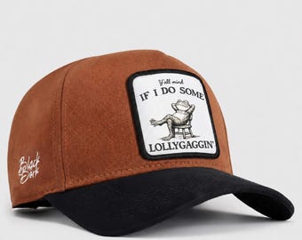 Zabawna czapka trucker z żabą, czapka z naszywką Lollygaggin, prezent z południowym humorem, czapka dla taty na świeżym powietrzu, czapka Yall Mind dla mężczyzn
