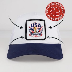 Custom World Cup Country Patch Trucker Hat, USA Soccer Fan Cap, Interchangeable Patch Hat, Personalized Football Gift