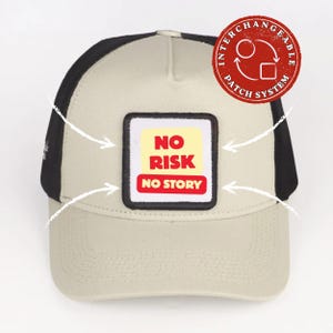 Anpassad No Risk No Story Patch Trucker Hat, Rolig Motiverande Keps, Utbytbar Hatt, Personlig Gåva för Män Kvinnor Unisex