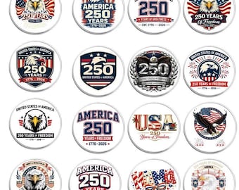 American Flag Cartoon Pinback Badge Pin in Alloy with Stamping Craft, Multicolor Design for Independence Day