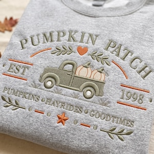 Pumpkin Patch Farm Truck Embroidery Design, Autumn Harvest Machine File (Digital Download)