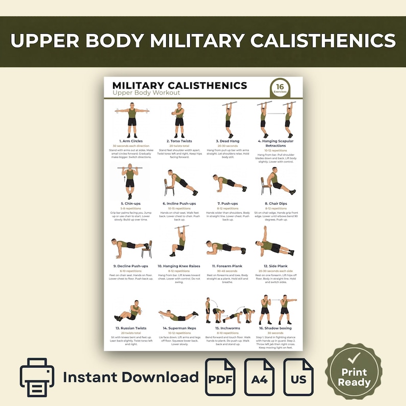 Upper Body Military Calisthenics Workout, Pull-up Bar Chair Exercises ...