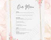 Wedding Menu Template | Editable Canva Template | Minimalist Wedding Menu | Printable Menu Card | Instant Download
