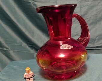 Blenko Tangerine 709 Pitcher AKA Amberina, Sunset West Virgina Glass