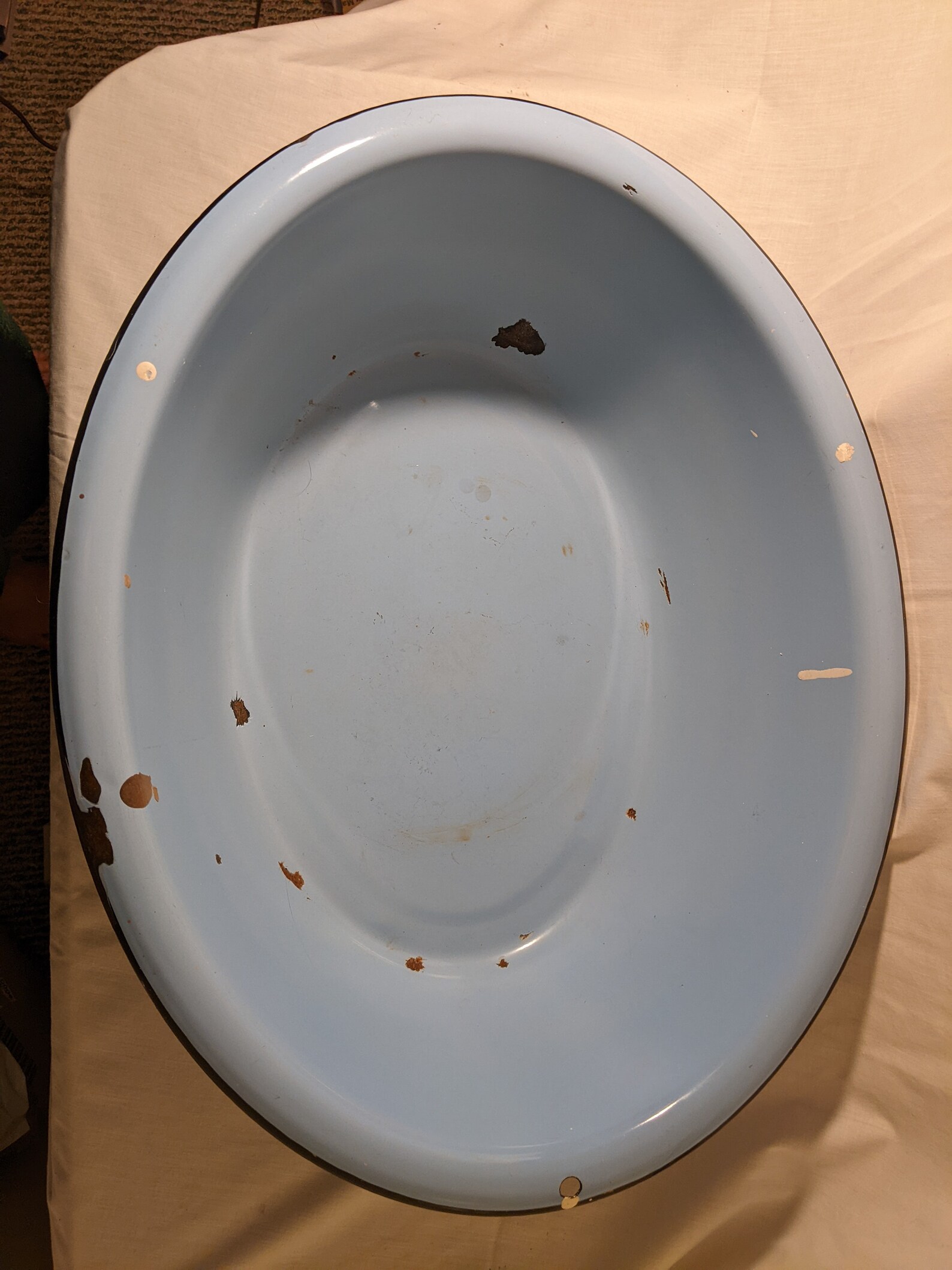 Blue Oval Enamelware Baby Bath or Basin Black Edge Etsy