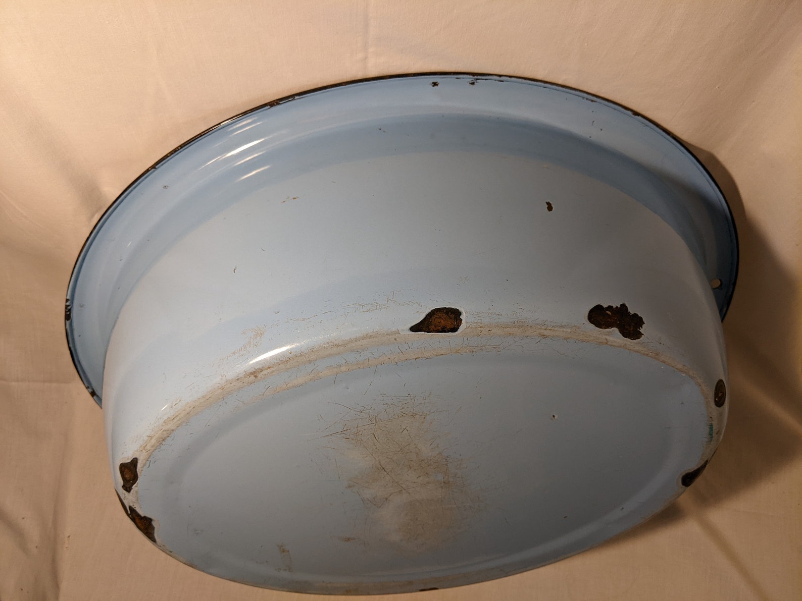 Blue Oval Enamelware Baby Bath or Basin Black Edge Etsy