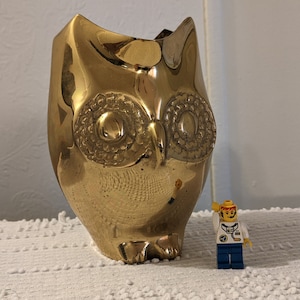 Brass Owl Vase Double Faced Modern Art