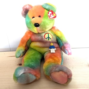 Peace Beanie Buddy 14 Inch Tie Dye Teddy Bear from 1999