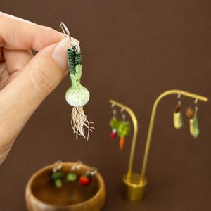 Micro Crochet Onion Earring – Handmade Vegetable Jewelry, Single Onion Earring, Botanical Gift