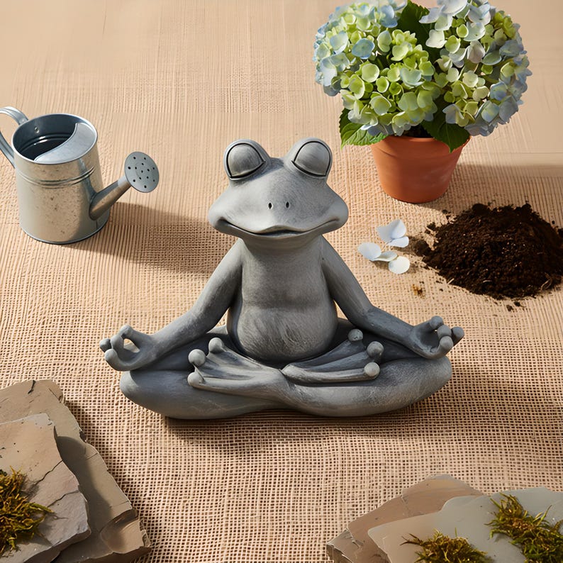 Meditation Frog Garden Statue | Resin Decor | Outdoor Lawn Art | Yoga ...