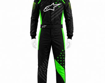 Custom Black Green Racing Suit | Karting Racewear | Motorsport Overall  | Cordura D600 Gear