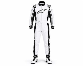 White Go Kart Racing Suit | Adult Karting Overall | Motorsport Racewear | Cordura D600