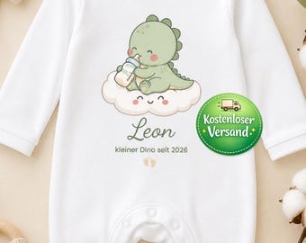 Gepersonaliseerde dinosaurus babyromper met naam | Kraamcadeau | Romper met eigen naam | Pasgeboren outfit | Doopcadeau