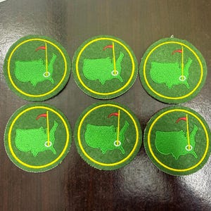 Handgemaakte groene golfjas blazer geborduurde opstrijkbare patch 3'' x 3''