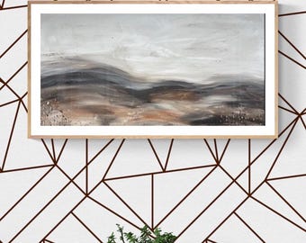 Handmålad landskapsväggkonsttryck: Minimalistisk sandkullescen (digital fil)