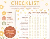 self care checklist printable | wellness planner | habit tracker | editable canva checklist | instant download