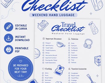 Lista de verificación para viajes de fin de semana / Planificador de equipaje de mano (Descarga en PDF)