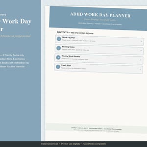 ADHD Work Day Planner Printable, Neurodivergent Workday Planner, ADHD Focus Work, Professional Planner Digital Download