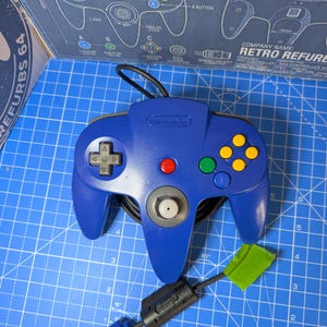 Blå N64-kontroll Uppgraderad Modern Halleffekt-joystick Mod Driftfri för alltid Originalskal