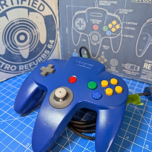 Blå N64-kontroll Uppgraderad Modern Halleffekt-joystick Mod Driftfri för alltid Originalskal