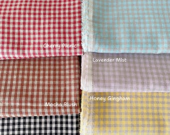 Soft Washed Linen Plaid Fabric by Yard,Cottagecore Gingham Home Decor Textiles,OEKO TEX linen