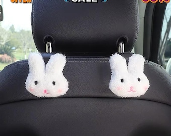 2 PCS Adorable Plush Bear Doll Car Seat Back Hook with Decorative Pendant-Cute and Practical Car Storage Solution