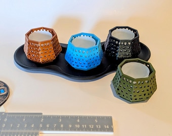 Geometric Void Series Candle Set | Contemporary Tea Light Centerpiece | Modern Home or Spa Decor