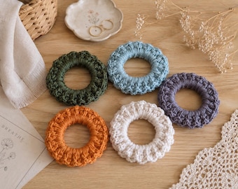 Lot de 5 chouchous crochetés à la main - Élastiques à cheveux bohèmes en tissu, cadeau d'anniversaire