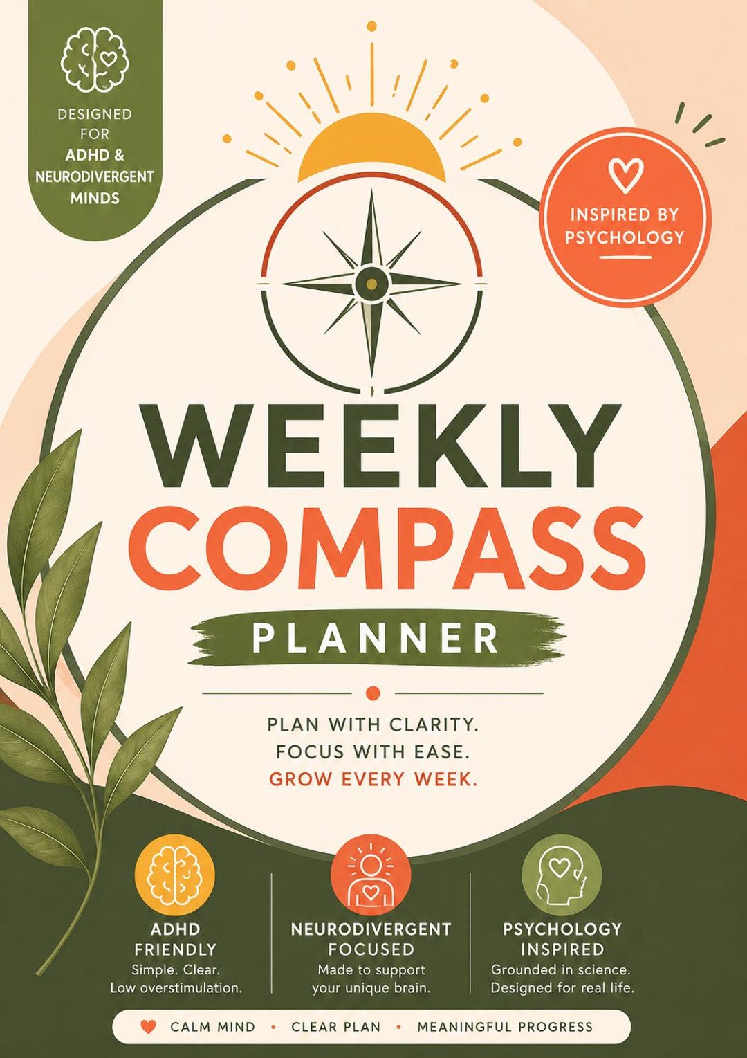 ADHD Weekly Planner Printable | Neurodivergent Support Journal ...