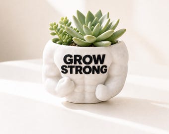 Vaso de resina divertido com formato de músculo, ideal para presentear um fisiculturista ou fisiculturista. Perfeito para decorar sua mesa.